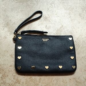 Victoria's Secret Black Clutch with Gold Heart Details